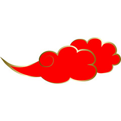 Red Chinese cloud with golden line