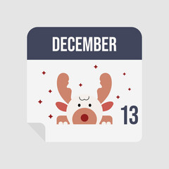 Christmas advent calendar. Countdown to Christmas. December 13st. Vector illustration