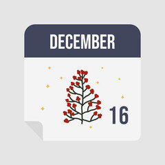 Christmas advent calendar. Countdown to Christmas. December 16st. Vector illustration
