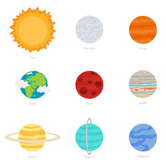 Planets of the solar system are isolated on a white background