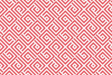 Abstract geometric pattern with stripes, lines. Seamless vector background. White and pink ornament. Simple lattice graphic design