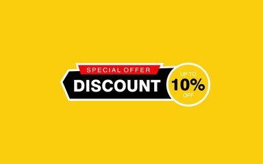 10 Percent discount offer, clearance, promotion banner layout with sticker badge.