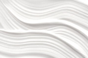 White foam texture close up background. Soapy substance with bubbles backdrop. Creamy grainy macro. Shower gel, washing liquid smears wallpaper. Cosmetic product foamy smudges top view
