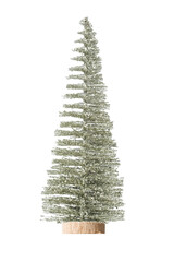 small glittering artificial Christmas tree decoration, isolated design element without background