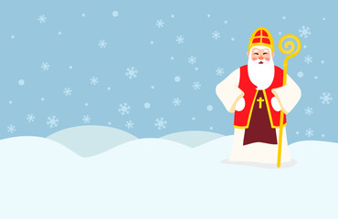 Saint Nicholas. Banner, flat design holiday card for St. Nicholas Day.