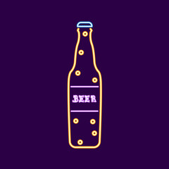 Isolated neon beer bottle Oktoberfest season Vector