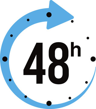 Clock hand 48 hours. Working time effect or delivery time icons. Illustration