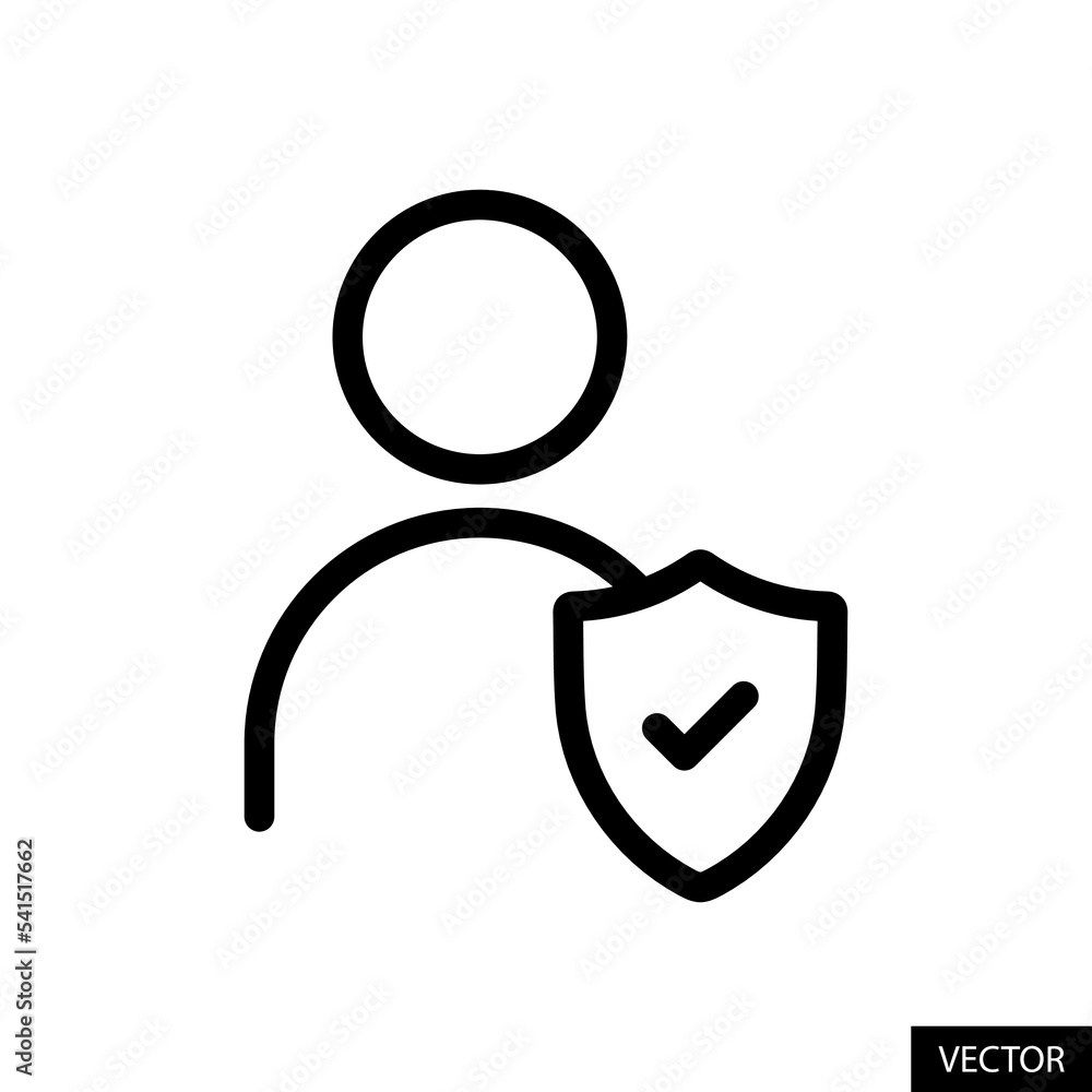 Poster user shield, user privacy control, verified user, account verification, protection concept vector ic