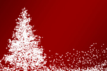 Shining stars like pine tree on red background with customizable space for text. Copy space and Christmas celebration concept.