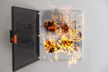 the electrical panel is on fire