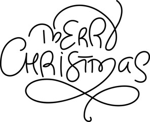 Merry Christmas hand lettering calligraphy text isolated on white background. Vector holiday illustration element Quote. Xmas script calligraphic phrase