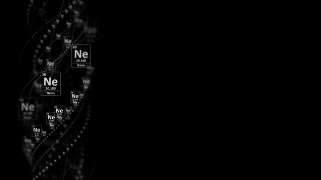 NEON Molecule Symbol, Chemistry Periodic Table, Animation, Background, Rendering, Loop
