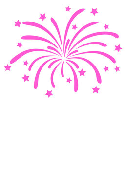 Salute, fireworks clipart. Pink color. independence day decor. Isolated on transparent background.