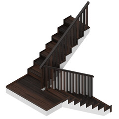 3d rendering illustration of an half landing staircase