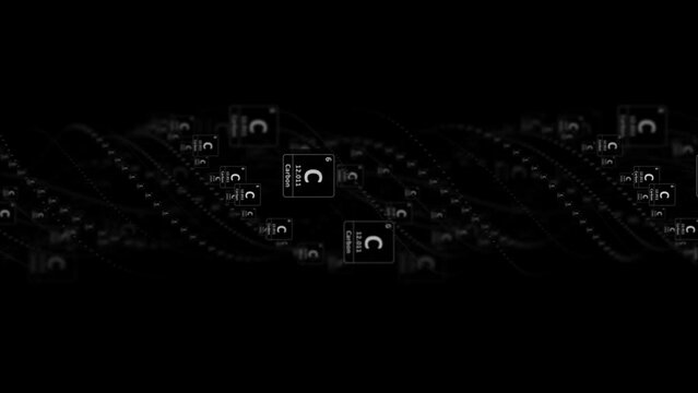 CARBON Molecule Symbol, Chemistry Periodic Table, Animation, Background, Rendering, Loop
