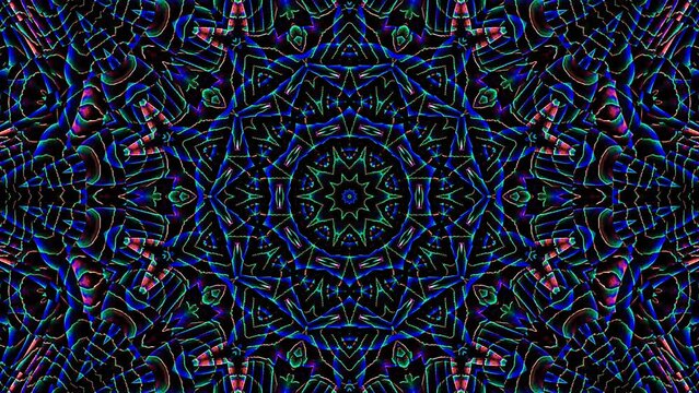 Abstract Kaleidoscope pattern with full colors. Magic mandala. 4k	