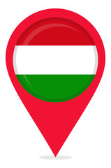 Fototapeta premium Map pin icons of Hungary's national flags