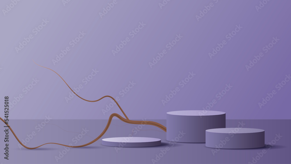 Poster purple background product showing pedestal scene with geometric platform. display stand stage showca