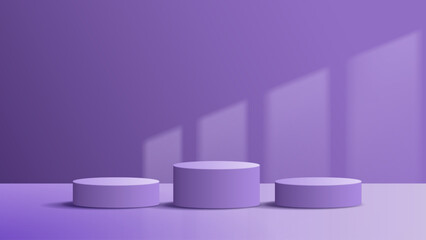 Purple background product showing pedestal scene with geometric platform. display stand stage showcase on the podium your product from customer in room. vector design.