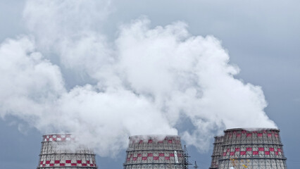 Steam from industrial cooling towers destroys ecological system of planet. Power plant produces...