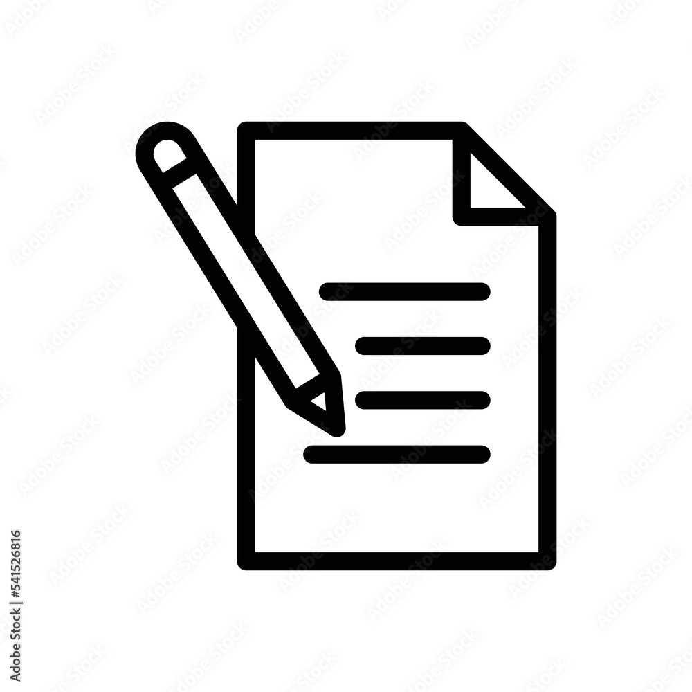 Poster paper document line icon illustration with pencil. icons related to writing document. simple vector 