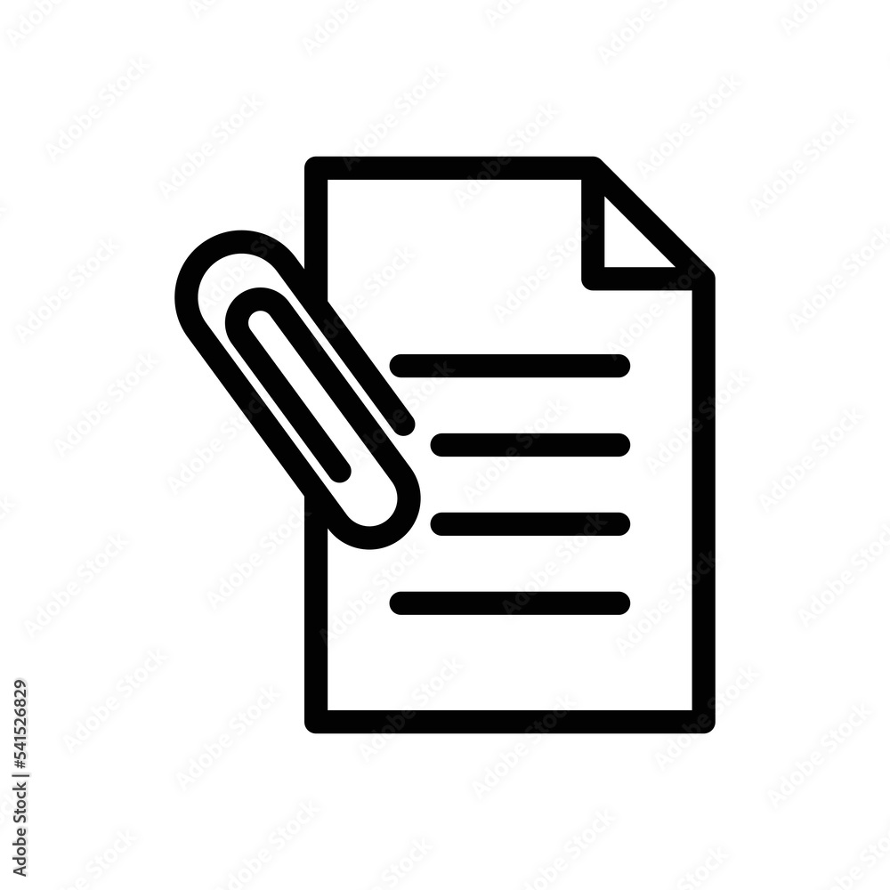 Poster paper document line icon illustration with paper clip. icons related to document attachment. simple 