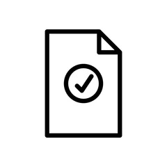 Paper document line icon illustration with check mark. icon related to verified document. Simple vector design editable. Pixel perfect at 32 x 32