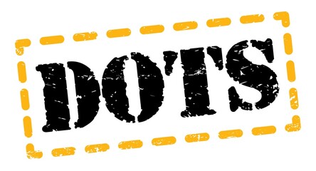 DOTS text written on yellow-black stamp sign.