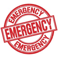 EMERGENCY written word on red stamp sign