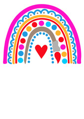 Rainbow, artist's brush, Heart clipart. Color vector file. Isolated on transparent background.	