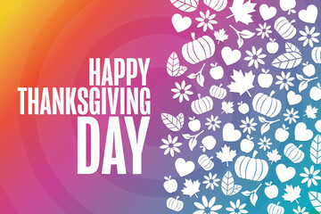 Happy Thanksgiving Day. Holiday concept. Template for background, banner, card, poster with text inscription. Vector EPS10 illustration.