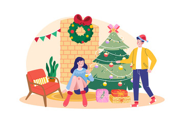 Couple Decor Christmas Tree Together