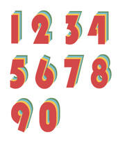 Set of numbers. Bundle vector file. Vintage art. Isolated on transparent background.	