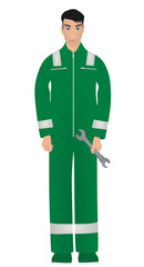 Car repairman standing. vector illustration