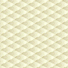 seamless golden Japanese  wave pattern