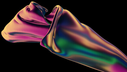 3d render shape abstract cloth iridescent background black  banner