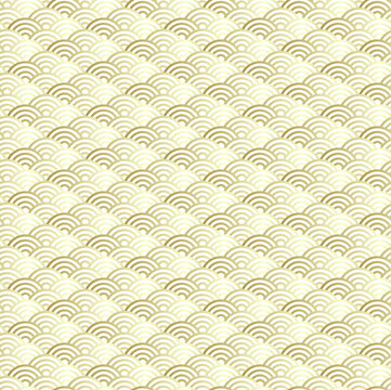 seamless golden Japanese  wave pattern