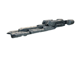 Futuristic spaceship, science fiction illustration, in flight isolated on white background © AGPhotography