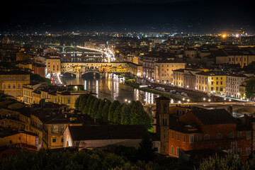 Fototapeta premium Skyline Florence from Michelangelo Piazzale square at night, Italy.