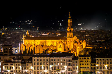 Fototapeta na wymiar Skyline Florence from Michelangelo Piazzale square at night, Italy.