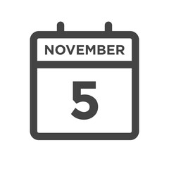 November 5 Calendar Day or Calender Date for Deadlines or Appointment