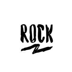 Rock lettering logo icon sign Lightning bolt emblem Hand drawn ink sketch Doodle musical design Festival style Fashion print clothes apparel greeting invitation card badge cover flyer poster banner ad