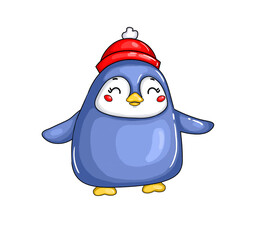 Illustration of a penguin. New Year and Christmas. Children's character for holiday decoration