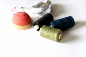 Set of sewing accessories for tailoring. Concept design and repair of clothes.