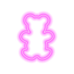 The outline of a neon pink bear isolated on white. Toy