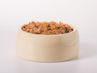 Cats food on wooden table