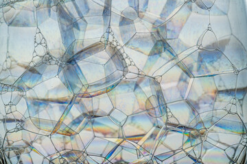 close-up on a cluster of soap bubbles 