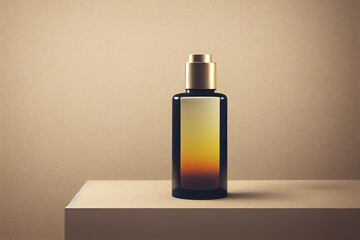 Naklejka premium Cosmetic bottle packaging mockup. Natural marble stone background. Product presentation 3d illustration. 11