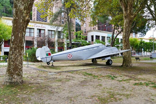 Beechcraft C-45 Expeditor Plane At Tenente Coronel Jaime Filipe Da Fonseca Municipal Park In Leiria