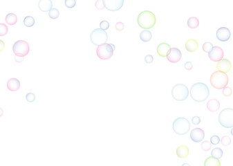 Soap bubbles randomly flew on a white background. Background design. Vector